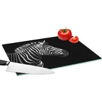 KitchenYeah Glazen Snijplank - 39x28 - Zebra - Zwart - Wit - Portret - Dieren - Snijplanken Glas