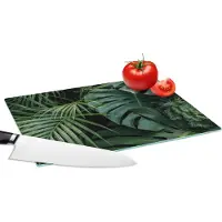 KitchenYeah Glazen Snijplank - 28x20 - Planten - Jungle - Bladeren - Tropisch - Snijplanken Glas