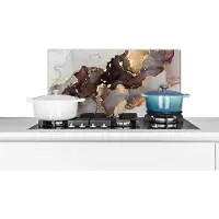 KitchenYeah Spatscherm - Rood - Goud - Spatwand - Marmer print - Keuken - Achterwand keuken - Marmer - Luxe - 60x30 cm