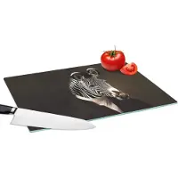 KitchenYeah Glazen Snijplank - 39x28 - Schilderij - Zebra - Dierenkop - Snijplanken Glas