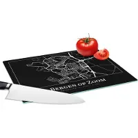 KitchenYeah Glazen Snijplank - 28x20 - Plattegrond - Bergen op Zoom - Stadskaart - Kaart - Snijplanken Glas