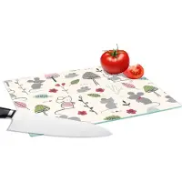 KitchenYeah Glazen Snijplank - 28x20 - Muizen - Patronen - Herfst - Paddenstoel - Snijplanken Glas