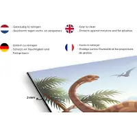 KitchenYeah Spatscherm keuken 120x80 cm - Kookplaat achterwand Dinosaurus - Landschap - Tropisch - Kinderen - Jongens - Muurbeschermer - Spatwand fornuis - Hoogwaardig aluminium