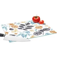 KitchenYeah Glazen Snijplank - 39x28 - Vintage - Bladeren - Noot - Patronen - Snijplanken Glas
