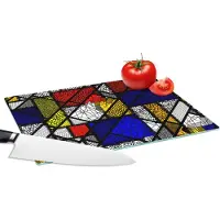 KitchenYeah Glazen Snijplank - 28x20 - Mondriaan - Glas in lood - Oude Meesters - Kunstwerk - Abstract - Schilderij - Snijplanken Glas