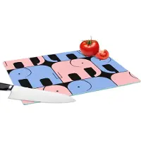 KitchenYeah Glazen Snijplank - 39x28 - Olifant - Lijn - Zwart - Patronen - Snijplanken Glas