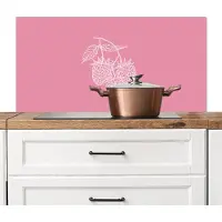 KitchenYeah Spatscherm keuken 100x50 cm - Kookplaat achterwand Frambozen - Steel - Getekend - Roze - Muurbeschermer - Spatwand fornuis - Hoogwaardig aluminium