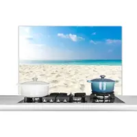 KitchenYeah Spatscherm keuken 100x65 cm - Kookplaat achterwand Strand - Licht - Zon - Muurbeschermer - Spatwand fornuis - Hoogwaardig aluminium