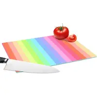 KitchenYeah Glazen Snijplank - 28x20 - Regenboog - Patronen - Pastel - Snijplanken Glas