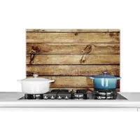 KitchenYeah - Spatscherm keuken - Spatbord - Plank - Hout - Patroon - Structuur - Spatwand - 80x55 cm