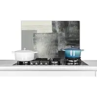 KitchenYeah Spatscherm keuken 60x40 cm - Kookplaat achterwand Abstract - Grijs - Zwart - Kubus - Muurbeschermer - Spatwand fornuis - Hoogwaardig aluminium