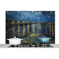 KitchenYeah - Spatscherm keuken - Van Gogh - Oude meesters - Kunst - Sterrennacht boven de Rhône - Kookplaat achterwand - Bescherming - Spatwand - 120x80 cm - Wanddecoratie