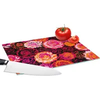 KitchenYeah Glazen Snijplank - 28x20 - Rozen - Patronen - Bloemen - Snijplanken Glas