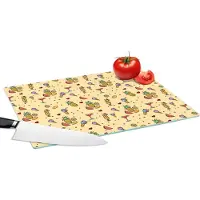 KitchenYeah Glazen Snijplank - 39x28 - Zomer - Fruit - Cocktails - Patronen - Snijplanken Glas