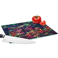 KitchenYeah Glazen Snijplank - 28x20 - Sterren - Regenboog - Stippen - Geometrie - Design - Snijplanken Glas