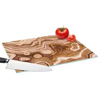 KitchenYeah Glazen Snijplank - 39x28 - Marmer - Goud - Patronen - Snijplanken Glas
