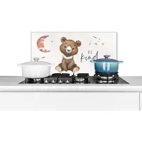KitchenYeah Spatscherm keuken 70x30 cm - Kookplaat achterwand Spreuken - Be kind - Kinderen - Teddybeer - Waterverf - Muurbeschermer - Spatwand fornuis - Hoogwaardig aluminium