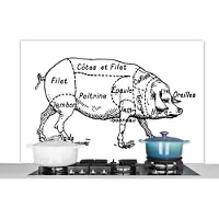 KitchenYeah Spatscherm keuken 120x80 cm - Kookplaat achterwand Antieke illustratie van het slagersdiagram van het varken - Muurbeschermer - Spatwand fornuis - Hoogwaardig aluminium
