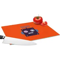 KitchenYeah Glazen Snijplank - 28x20 - Robot - Rood - Gezicht - Vormen - Jongens - Kids - Snijplanken Glas