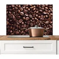 KitchenYeah Spatscherm keuken 90x60 cm - Kookplaat achterwand Bonen - Close-up - Donkerbruin - Muurbeschermer - Spatwand fornuis - Hoogwaardig aluminium