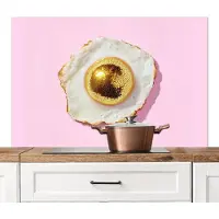 KitchenYeah Spatscherm keuken 120x80 cm - Kookplaat achterwand Ei - Disco - Ontbijt - Glitter - Muurbeschermer - Spatwand fornuis - Hoogwaardig aluminium