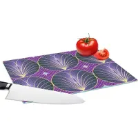 KitchenYeah Glazen Snijplank - 28x20 - Patronen - Cirkel - Paars - Jaren 20 - Snijplanken Glas