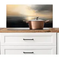 KitchenYeah Spatscherm keuken 80x40 cm - Kookplaat achterwand Zon - Horizon - Zee - Muurbeschermer - Spatwand fornuis - Hoogwaardig aluminium
