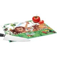 KitchenYeah Glazen Snijplank - 39x28 - Wilde dieren - Jungle - Leeuw - Tijger - Meisjes - Kids - Jongens - Snijplanken Glas