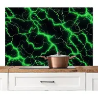 KitchenYeah Spatscherm keuken 120x80 cm - Kookplaat achterwand Bliksemflitsen - Groen - Energie - Muurbeschermer - Spatwand fornuis - Hoogwaardig aluminium