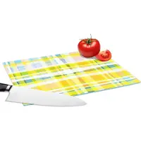 KitchenYeah Glazen Snijplank - 28x20 - Geel - Patroon - Zomer - Snijplanken Glas