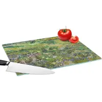 KitchenYeah Glazen Snijplank - 39x28 - Lang gras met vlinders - Vincent van Gogh - Snijplanken Glas