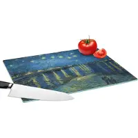KitchenYeah Glazen Snijplank - 39x28 - De Sterrennacht - Vincent van Gogh - Snijplanken Glas