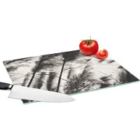 KitchenYeah Glazen Snijplank - 39x28 - Pampasgras - Zwart - Wit - Plant - Snijplanken Glas