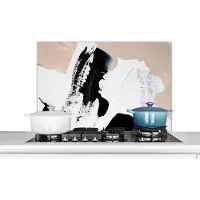 KitchenYeah Spatscherm keuken 90x60 cm - Kookplaat achterwand Zwart - Abstract - Design - Muurbeschermer - Spatwand fornuis - Hoogwaardig aluminium