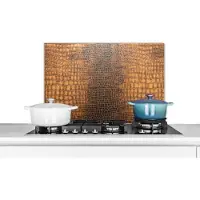 KitchenYeah Spatscherm keuken 60x40 cm - Kookplaat achterwand Inductie beschermer - Leer - Structuur - Dierenhuid - Muurbeschermer - Spatwand fornuis - Hoogwaardig aluminium