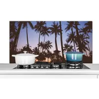 KitchenYeah Spatscherm keuken 120x60 cm - Kookplaat achterwand Palmboom - Tropisch - Zomer - Lucht - Muurbeschermer - Spatwand fornuis - Hoogwaardig aluminium