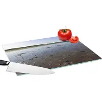 KitchenYeah Glazen Snijplank - 39x28 - Waddenzee - Duinen - Strand - Snijplanken Glas