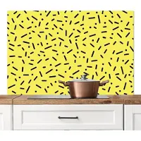 KitchenYeah Spatscherm keuken 120x80 cm - Kookplaat achterwand Stippen - Strepen - Geel - Muurbeschermer - Spatwand fornuis - Hoogwaardig aluminium