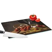 KitchenYeah Glazen Snijplank - 39x28 - Snijplank - Groente - Stilleven - Pasta - Uit - Tomaat - Snijplank - Snijplanken Glas