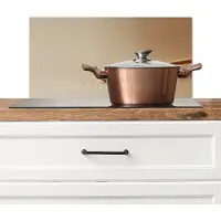 KitchenYeah Spatscherm keuken 70x30 cm - Kookplaat achterwand Lepel - Rijst - Hout - Beige - Muurbeschermer - Spatwand fornuis - Hoogwaardig aluminium