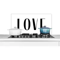KitchenYeah Spatscherm keuken 90x45 cm - Kookplaat achterwand Love - Spreuken - Quotes - Muurbeschermer - Spatwand fornuis - Hoogwaardig aluminium
