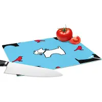 KitchenYeah Glazen Snijplank - 28x20 - Hond - Vogel - Dieren - Patronen - Kinderen - Snijplanken Glas