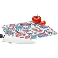 KitchenYeah Glazen Snijplank - 28x20 - Regenboog - Bloemen - Schets - Patronen - Snijplanken Glas