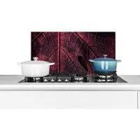 KitchenYeah Spatscherm keuken 60x30 cm - Kookplaat achterwand Abstract - Rood - Bladeren - Plant - Muurbeschermer - Spatwand fornuis - Hoogwaardig aluminium