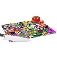 KitchenYeah Glazen Snijplank - 39x28 - Tieners - Monster - Doodle - Patronen - Snijplanken Glas