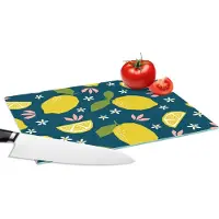 KitchenYeah Glazen Snijplank - 28x20 - Citroen - Patronen - Zomer - Snijplanken Glas