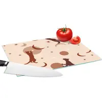 KitchenYeah Glazen Snijplank - 28x20 - Patronen - Kat - Maan - Pastel - Meisjes - Kinderen - Kids - Snijplanken Glas