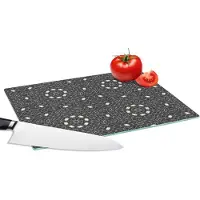 KitchenYeah Glazen Snijplank - 28x20 - Patronen - Zwart Wit - Ornament - Snijplanken Glas