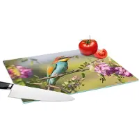 KitchenYeah Glazen Snijplank - 39x28 - Vogel - Bijeneter - Bloemen - Snijplanken Glas