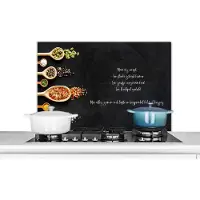 KitchenYeah Spatscherm keuken 80x55 cm - Kookplaat achterwand Quotes - Spreuken - Mama's recept - Mama - Keuken - Muurbeschermer - Spatwand fornuis - Hoogwaardig aluminium